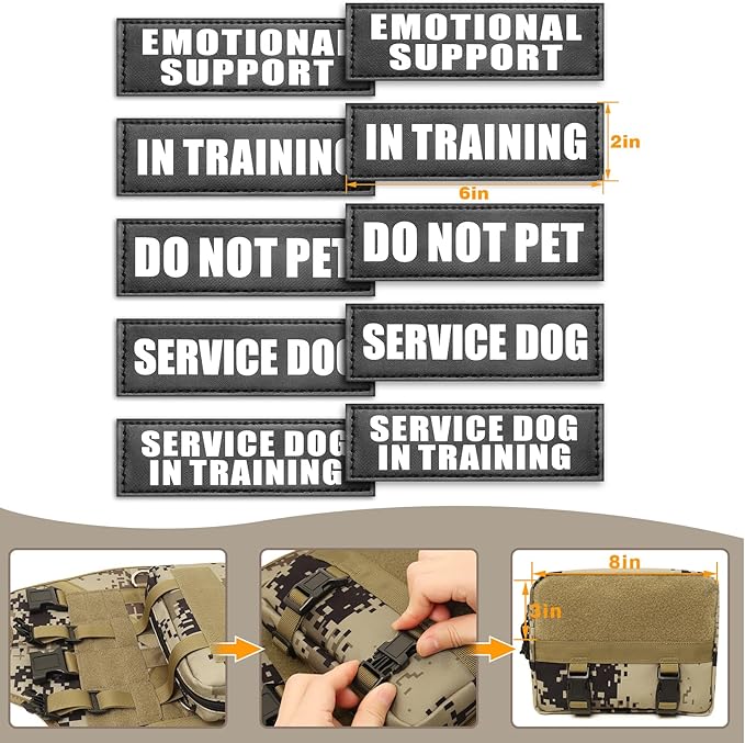 WINSEE Tactical Dog Harness with Dog Leash, Service Working MOLLE Vest with 10 Pet Patches for Dog, No Pull Military Harness and Backpack for Training Hunting Walking