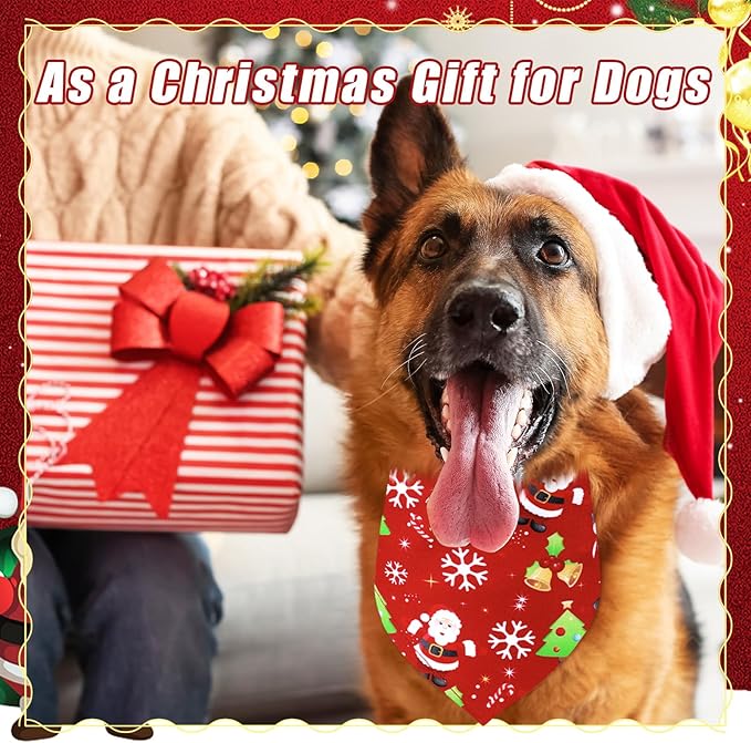 200 Pcs Christmas Dog Bandanas Bulk Snowman and Santa Claus Triangle Dog Handkerchief Bandanas Adjustable Pet Scarf Soft Comfortable Kerchief for Christmas Small to Large Puppy Cat