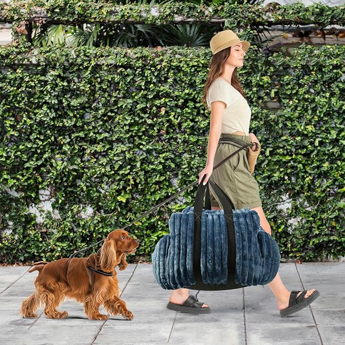 Dog Car Booster Seat, for Small Dogs Under 30 lbs, Detachable Washable Travel Bed with Storage Pockets and Safety Belt (SOMKY Blue, Medium)