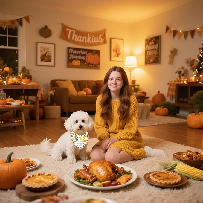 7 Pcs Holiday Dog Bandanas for Small Dogs Cats Stitching Edge Holiday Dog Bandana Halloween Puppy Scarves Grooming S