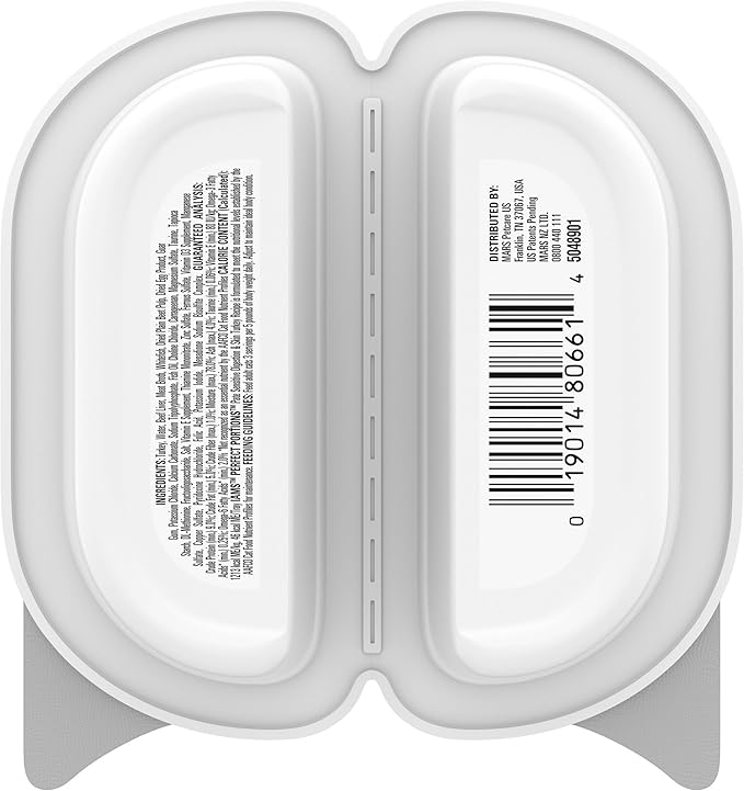 IAMS Perfect Portions Sensitive Digestion & Skin Adult Wet Cat Food Pate, Turkey Recipe, 2.6 oz. Easy Peel Twin-Pack Trays (24 Count, 48 Servings)