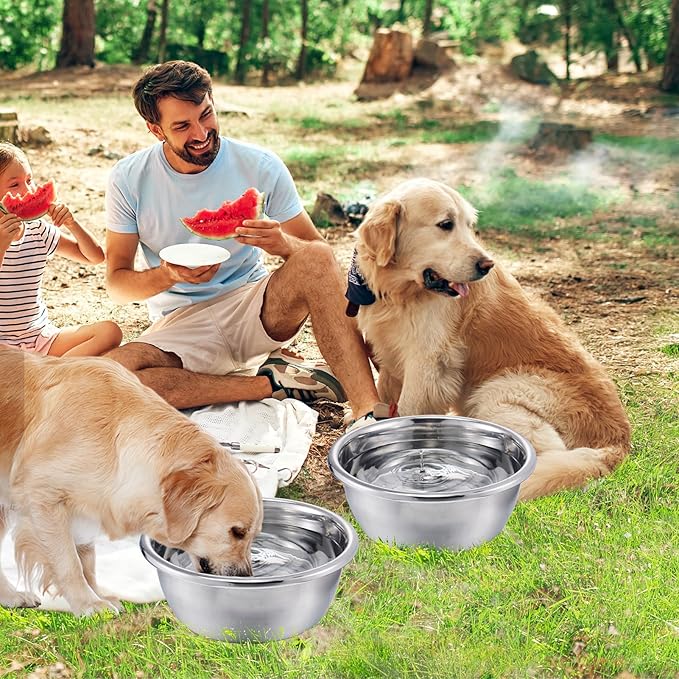 2Pcs 1.3 Gallons Large Dog Bowls - Food Grade Stainless Steel Metal Water Bowl, Ample Capacity & Easy to Clean Food Bowls for Large X-Large Dogs Indoor Outdoor