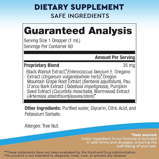 Natural Intestinal Defense for Dogs & Cats – Herbal Cleanse with Wormwood, Black Walnut & Probiotic – Promotes Healthy Gut & Flora Balance – Advanced Broad Spectrum Formula – Made in USA