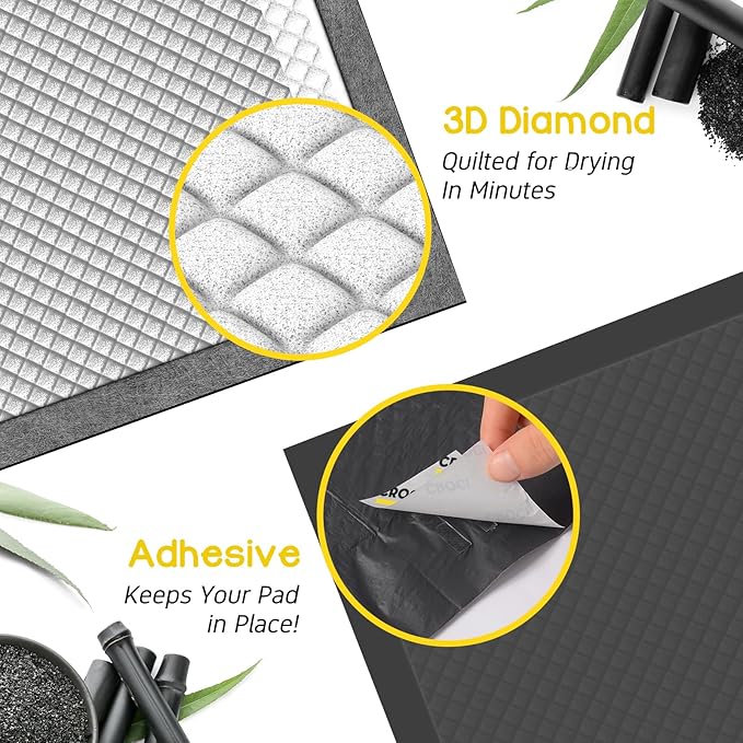 CROCI Cat Pads 16.9 x 11.4 in, Litter Pads for Tidy Cats Breeze Litter System, Pet Pads for Cats Super Absorbent up to 15 Cups, Cat Pads for Breeze System Leak-Proof, Charcoal (50 Counts)