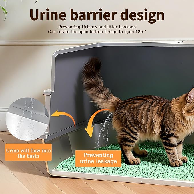 Enclosed XXXL Stainless Steel Litter Box, 28" L x 20" W x 17" H, Side Entry Extra Large Metal Cat Litter Box with Lid for Big & Multiple Cats, Removable Enclosure, Anti-Leakage,Easy to Clean