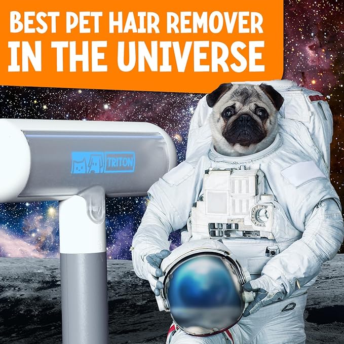 Triton Travel Pet Hair Removal Tool - Compact w/Removable Handle - Portable Reusable Lint Roller Cat and Dog Hair Remover Roller for Couch, Car, Clothes, Fur Cleaner for Quick Cleaning (Gray/White)