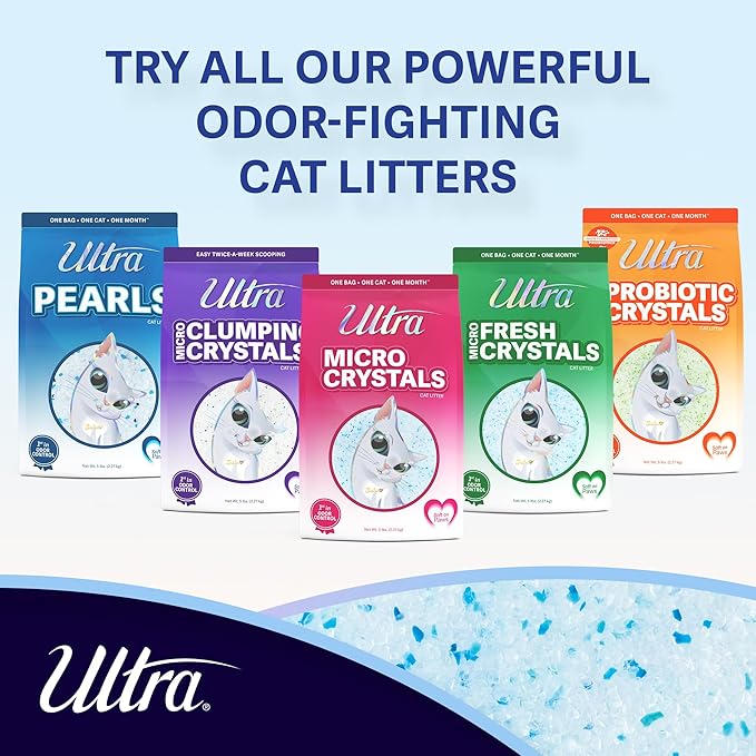 Ultra Micro Crystals Premium Cat Litter - 99.9% Dust Free, Soft on Paws, Fragrance Free - 15 Lbs. Total (3pk of 5 Lbs.)