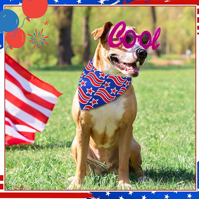 108 Pcs Veterans Patriotic Dog Bandanas Bulks Star Stripe Adjustable Bow Ties for Dogs USA Flag Bowknot Triangle Scarf Kerchief for Pet Cat 4th of July Memorial Grooming Outfit