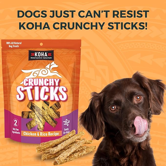 KOHA Pet Crunchy Sticks Dog Treats Variety 2-Pack - Chicken & Beef Crunchy Treats- Two Ingredient Treat for Dogs for Sensitive Stomachs, Healthy Reward for Dogs