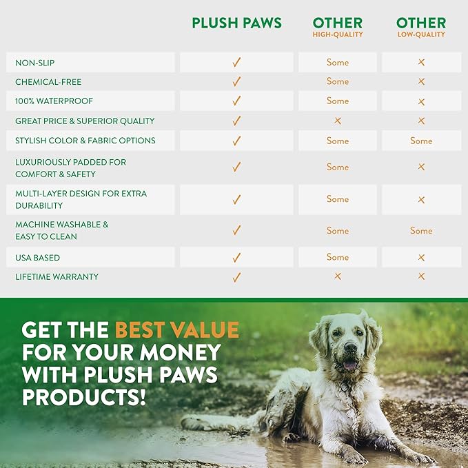 Plush Paws Products Premium Rear Car Seat Protector w/Hammock | Washable & Waterproof Back Seat Dog Cover for Car, Truck, & SUV | Nonslip, Tear Resistant Pet Seat Cover | X-Large Tan