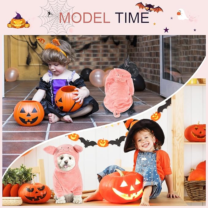 NACOCO Halloween Pig Dog Costume - Pet Christmas New Year Hoodie Warm Party Coat Outfit for Small and Medium Cat Dog Clothes(Pink Pig,L)