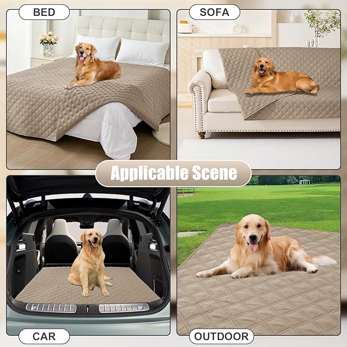 Smiry Waterproof Dog Blanket, Reversible Dog Bed Cover Pet Blanket, Soft Pet Couch Covers for Sofa Washable, Bed Couch Sofa Furniture Protector for Puppy Cat Kids (40"x70", Taupe/Taupe)