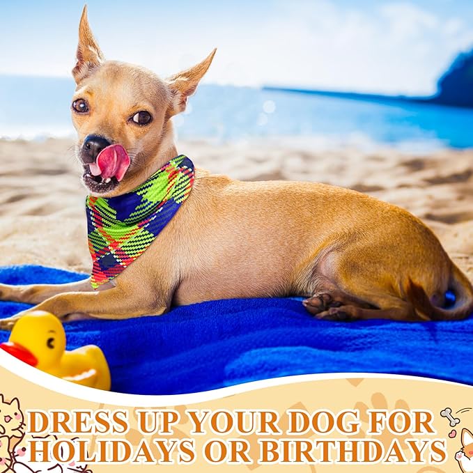 Sanwuta 72 Pcs Dog Bandana Bulk Washable Puppy Triangle Scarfs Cat Bandanas Adjustable Soft Cute Pet Triangle Bibs Accessories for Small Medium Dogs Cats Pets Costume (Stripe Pattern)