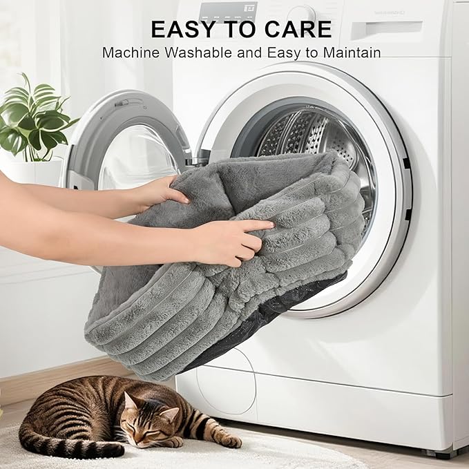 Small Dog Bed for Small Dogs, Cat Beds for Indoor Cats, Pet Bed for Puppy and Kitty, Extra Soft & Machine Washable with Anti-Slip & Water-Resistant Oxford Bottom, Grey, 18 inches