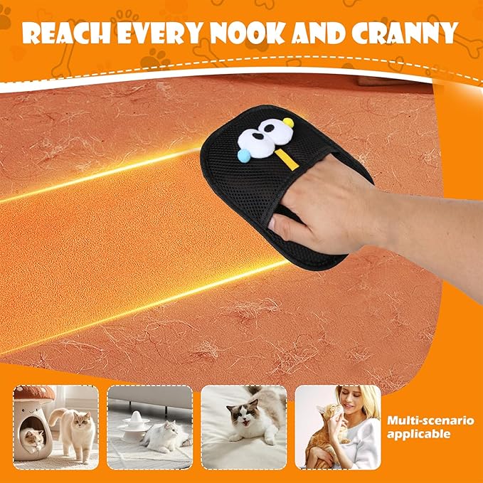 2 PCS Pet Hair Removal Glove for Cats & Dogs, Grooming Gloves for Pet Hair, Cat Grooming Gloves for Hair Removal,Reusable Cat & Dog Hair Remover for Couch, Furniture, Carpet, Curtain