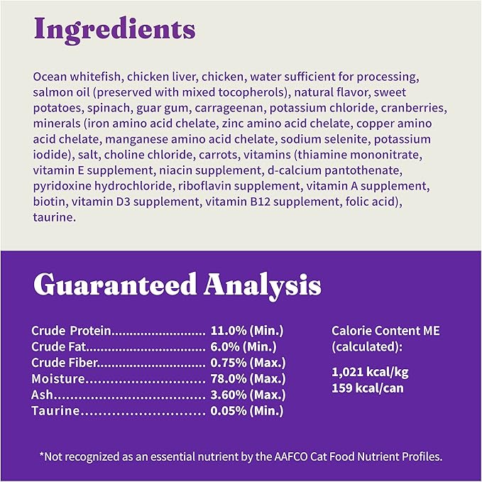 Halo Wet Cat Food Whitefish Recipe, Grain Free Wet Cat Pate, Canned Cat Food for Extra Hydration, 5.5 Oz Can (Pack of 12)