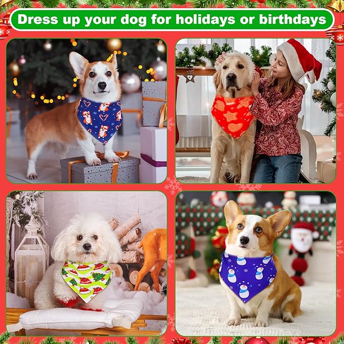 72 Pcs Dog Bandanas Bulk Triangle Scarf Cat Bibs Puppy Scarf Pet Bandanas for Puppy Cat Birthday Party Costume(Christmas)