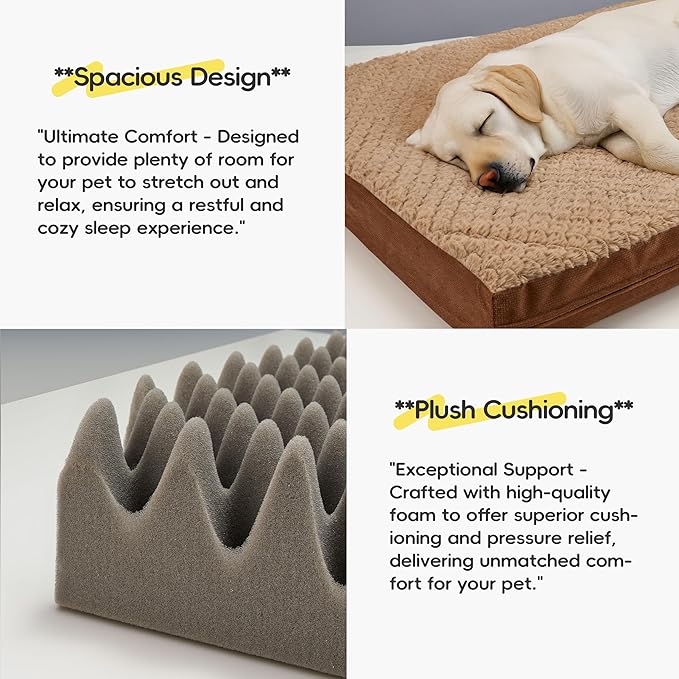 Sytopia Washable 36" Dog Bed for Large Dogs – Double-Sided Plush, Waterproof, Removable Cover, Thick Orthopedic Support, Durable Multi- Size Comfort Clearance Indoor Flat Dog Bed