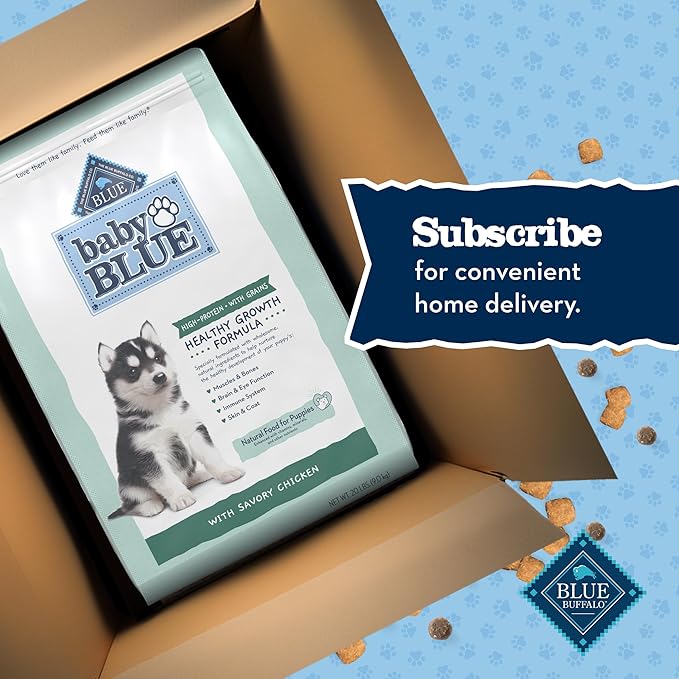Blue Buffalo Baby Blue Natural Dry Food for Puppies, Healthy Growth Formula with DHA, High-Protein Savory Chicken Recipe, 20-lb. Bag