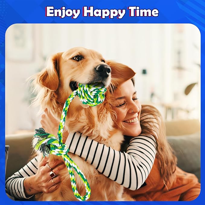 Dog Rope Toys for Aggressive Chewers, Nearly Indestructible Dog Toys Set for Large/Medium Dogs, Heavy Duty Natural Cotton Rope Chew Toy for Teething, Tug Toy 9 Pack