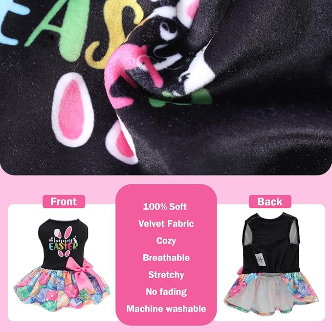 CuteBone Velvet Dog Dresses Happy Easter Day for Small Dogs, Stylish & Soft Fabric, Comfortable Fit for Everyday Wear, Perfect for Special Occasions NCVA08M-D