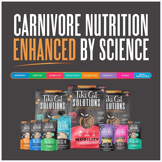 Tiki Cat Solutions Mineral Balance Mousse, Supports Urinary Health, Tuna & Salmon Recipe, 2.4 oz. Pouch (12 Pack)