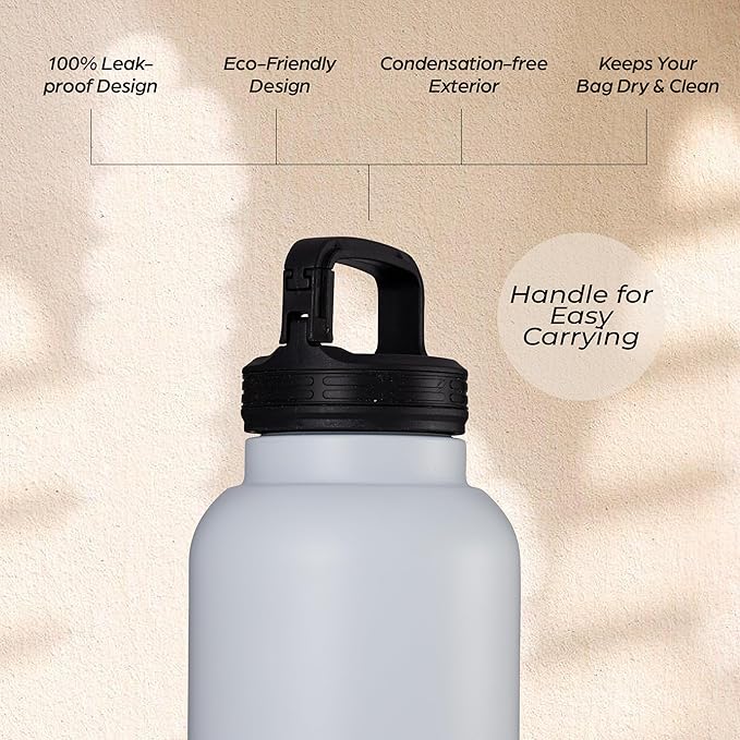 Insulated 32oz Stainless Steel Dog Water Bottle with Food & Water Bowls, Leak-Proof Pet Travel Dispenser for Dogs, Portable for Hiking, Walking, Outdoor