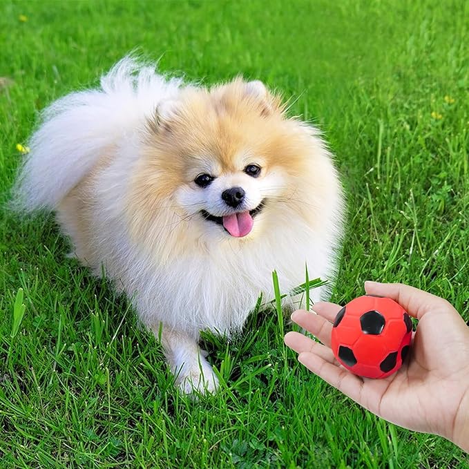 2” Dog Soccer Ball Toys 6 Pack, Squeaky Dog Toys Interactive Soccer Balls for Chewing and Training, Fits for Teething Puppies, Small and Medium Dogs