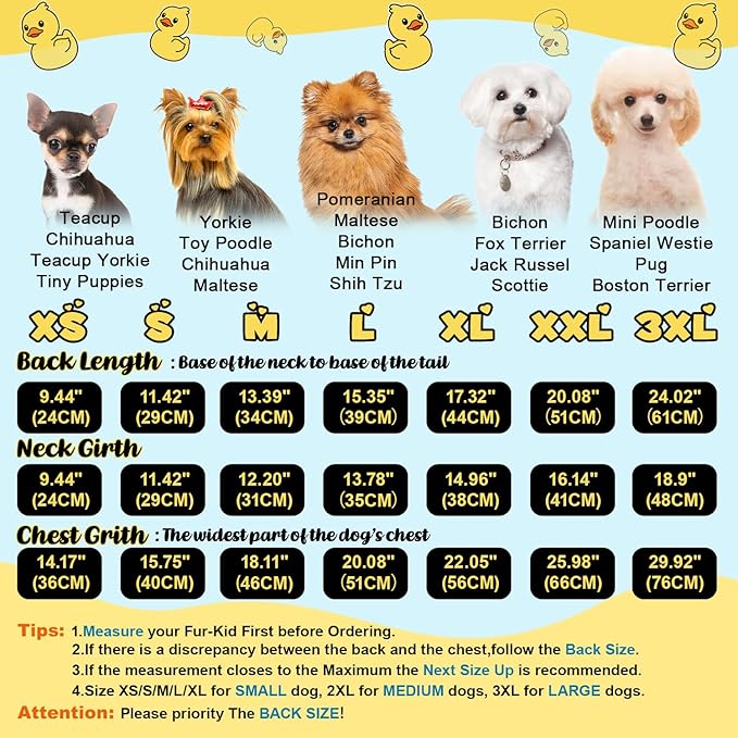 Dog Pajamas Soft Lightweight Dog Onesies Outfit Clothes for Small Medium Large Puppy Pjs for Pet Boys Girls Dogs Cats (L (Back: 14",Chest: 18", Neck: 10.6"), Yellow Duck)