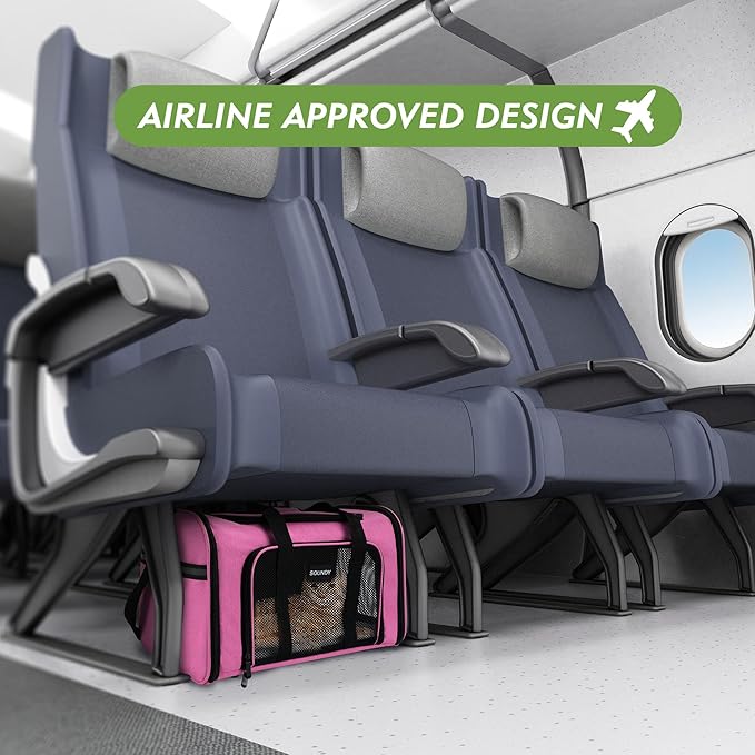 Soundy Dog Carrier Cat Carriers Airline Approved Pet Carrier for Small Medium Dogs Cats Under 15Lbs Puppies Collapsible Soft Sided TSA Travel Puppy Carrier Bag (Medium, Pink)
