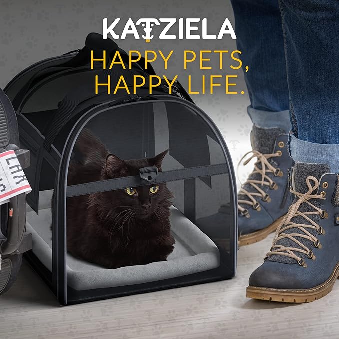 Katziela Rolling Pet Carrier Airline Approved - Pet Carrier with Wheels - Luxury Lorry - Deluxe TSA Approved Cat Carrier with 6 Wheels - Small Airline Approved Dog Carrier Trolley - Plane Carry On Bag