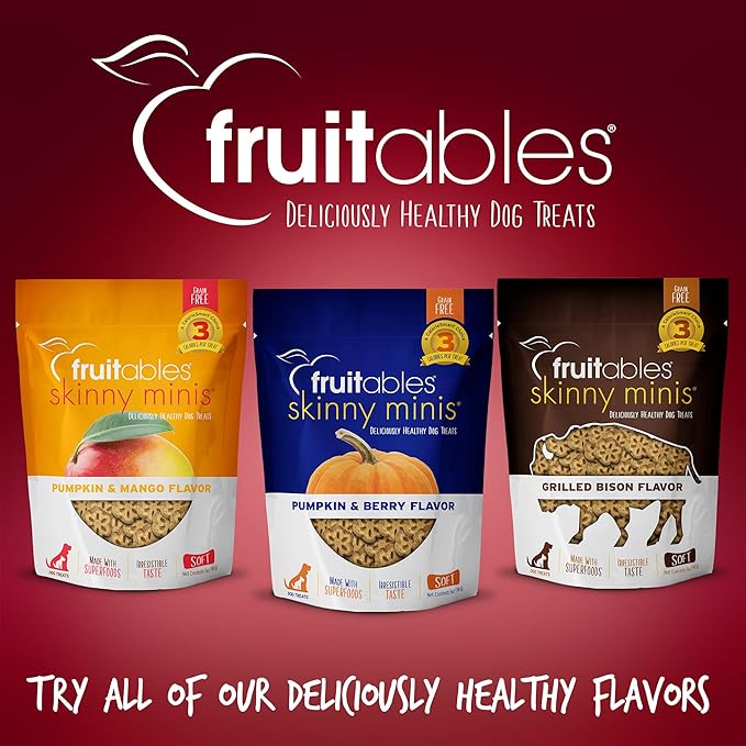 Fruitables Skinny Mini Dog Treats Healthy Apple Bacon Flavored Dog Snacks Low Calorie Training Treats Wheat, Corn & Soy Free 5 Ounces (Pack of 4)