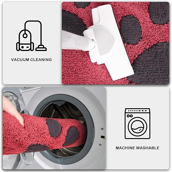 PURRUGS Dirt Trapping Door Mat 33.5" x 59", Non-Skid/Slip Machine Washable Microfiber Entryway Rug, Dog Doormat, Super Absorbent Welcome Mat for Muddy Wet Shoes and Paws, Burgundy Red