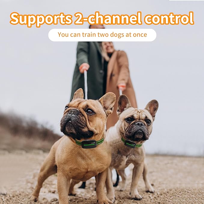 Dog Training Shock Collar 4000FT Dog Bark Collar with Remote IP67 Waterproof 4 Training Modes Beep Vibration Shock Light Mode Magnetic Charger Electric Dogs Collar 8-25 inches Double shock Olive Green