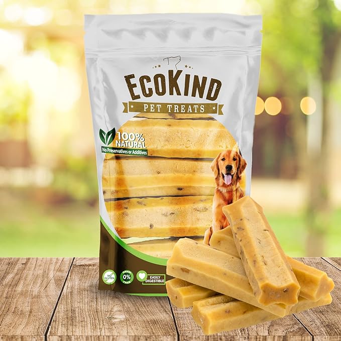EcoKind Premium Gold Yak Cheese Himalayan Dog Chews, Dog Treats Large Breed, All Natural, High Protein Dog Chew, Bacon, Large - 5 Chews