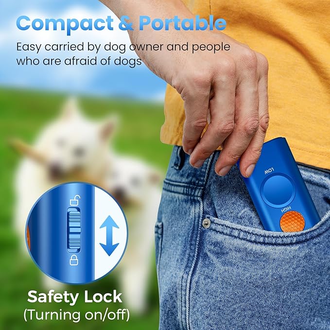Dog Bark Deterrent Device, 3-in-1 Anti Barking Device for Dogs Barks No More Ultrasonic Dog Training 50ft Rechargeable Portable 2X Power Emitters for Behavior Correction Safe & Effective for All Dogs