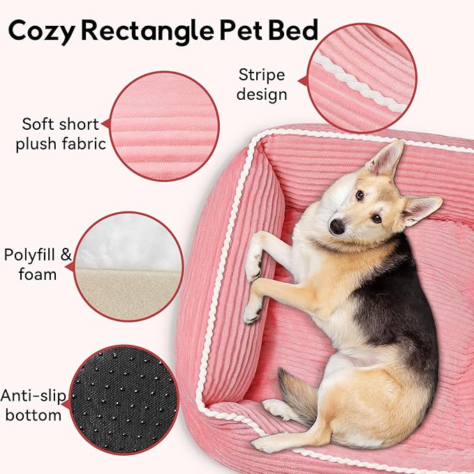 Orthopedic Dog Bed for Medium Dogs,Dog Sofa Beds Supportive Foam Pet Couch Bed with Removable Washable Mat and Nonskid Bottom (Medium, Pink)
