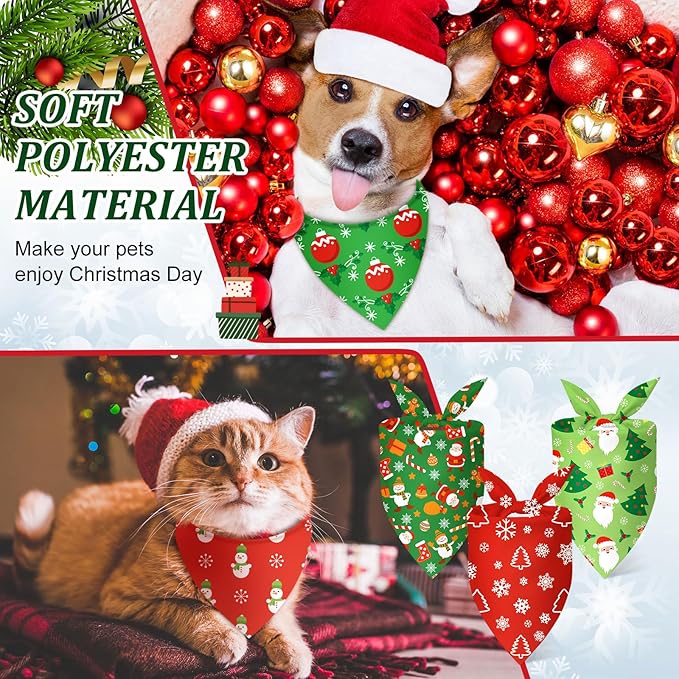 Abbylike 100 Pcs Christmas Dog Bandanas Bulk Xmas Bandanas for Dogs Triangle Kerchief Bibs Scarf for Pet Xmas Costume Photo Props Accessories Pet Shops Groomer, 25 Styles (19.7 x 13.8 x 13.8)