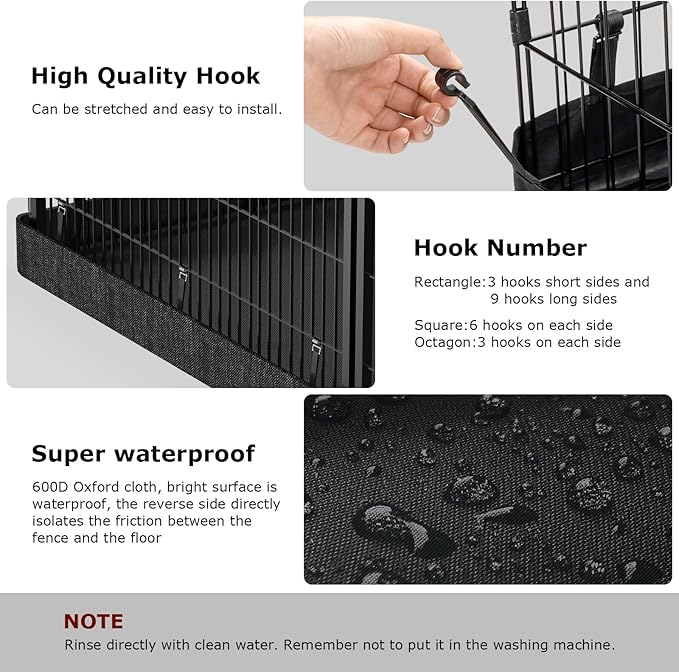 PJYuCien Dog Playpen - 8 Panels 36”H Metal Foldable Dog Exercise Pen, Pet Fence Puppy Crate Kennel Indoor Outdoor with Top Cover & Bottom Pad for Medium Large Pets