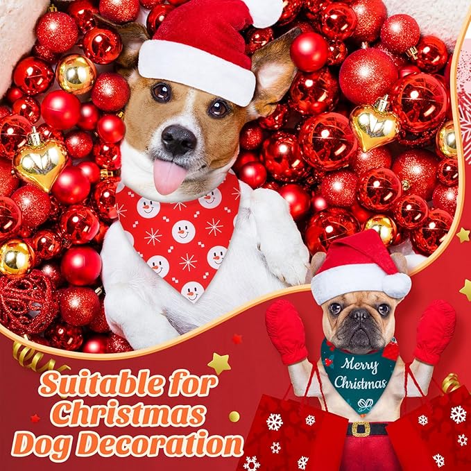 Chunful 60 Pcs Holiday Bandanas Bulk for Dogs Fall Halloween Thanksgiving Christmas Santa Soft Bibs Adjustable Triangle Doggie Scarf for Small Medium Large Pet Costume(25.6 x 17.7 x 17.7 Inch)