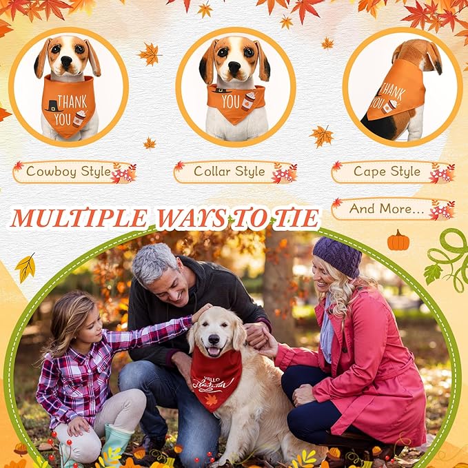 200 Pcs Fall & Thanksgiving Dog Bandanas Bulk with Holiday Sayings, Washable Adjustable Pet Triangle Scarf Bibs, Autumn Grooming Accessories for Small Medium Large Dogs Cats Costume Decor