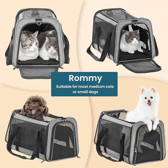 Petsfit Cat Carrier Small Dog Carrier, Lightweight Portable Soft Pet Carrier for Large and Medium Cats, 5-Sided Breathable Mesh, Escape Proof and Auto-Safe, Sturdy Structure