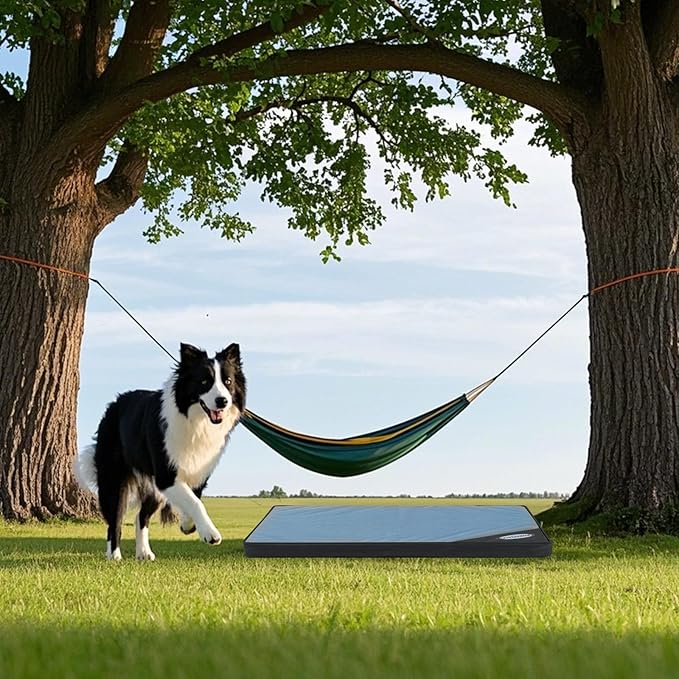 Orthopedic Outdoor Waterproof Dog Beds for Medium Dogs, Washable Crate Bed with Egg Crate Foam Pet Bed Mat and Removable Oxford Fabric Cooling Cover Bed,36"x 26", Blue