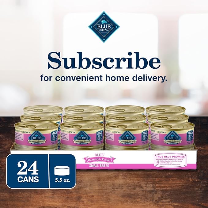 Blue Buffalo Homestyle Recipe Adult Small Breed Wet Dog Food, Made with Natural Ingredients, Chicken Recipe, 5.5-oz Cans (24 Count)