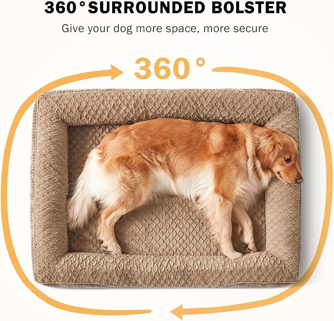 INVENHO Orthopedic Dog Beds Large Sized, XL Washable Egg-Crate Memory Foam Dog Couch Bed with Washable Removable Cover, Waterproof Lining and Nonskid Bottom