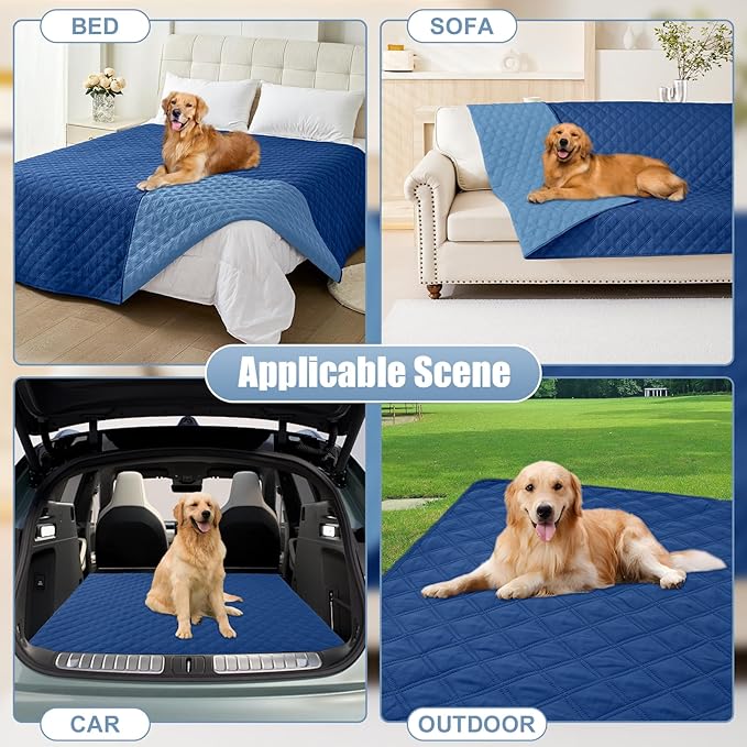 Smiry Waterproof Dog Blanket, Reversible Dog Bed Cover Pet Blanket, Soft Pet Couch Covers for Sofa Washable, Bed Couch Sofa Furniture Protector for Puppy Cat Kids (30"x70", Navy/Blue)