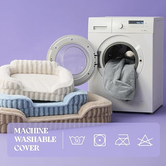 LE SURE Cute Dog Beds for Extra Large Dogs, Orthopedic Waterproof XL Pet Bed with Sides, High Back Non-Slip and Egg-Crate Foam Big Dog Couch Sofa with Washable Removable Cover, Beige