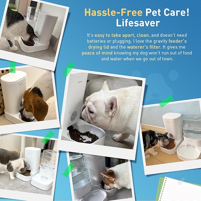 PAWGETHERยฎ Gravity Cat Feeder, Self-Dispensing Dog Food Dispenser, Pet Food Station 1 Gallon/3.5L Capacity Automatic Pet Feeder Cat & Dog Food Bowl, Easy to Fill