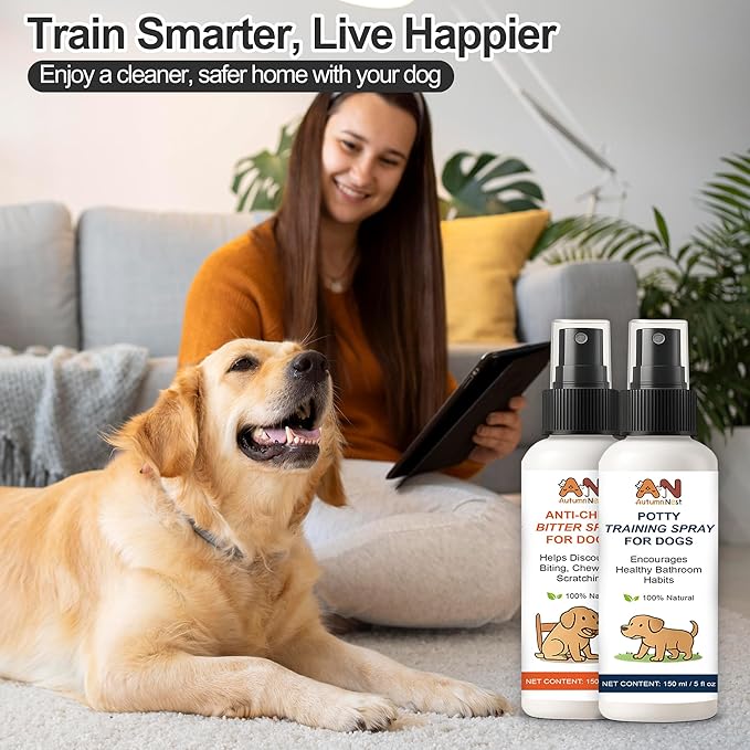 Dog Behavior Training Kit – 2-Pack No Chew Spray + Potty Training Spray – 2×150ml Behavior Correction Set for Puppies & Adult Dogs – Safe & Natural Indoor/Outdoor Training Aid