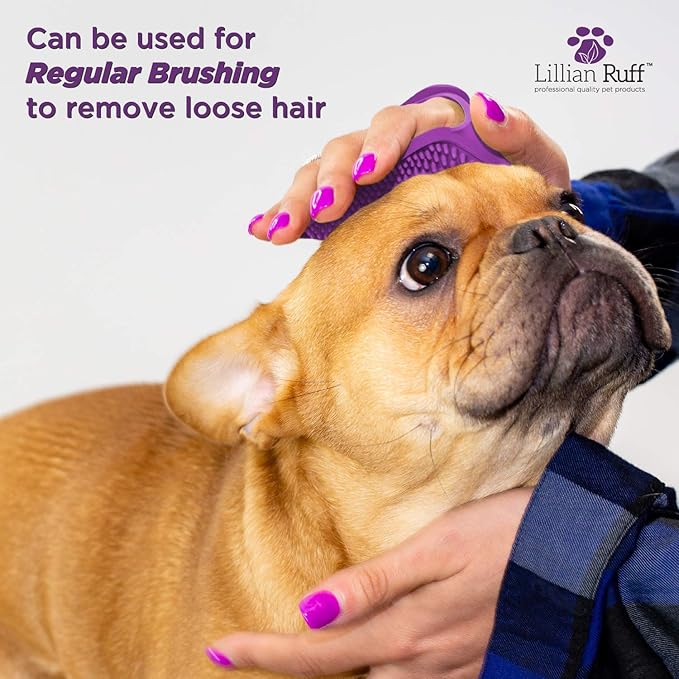 Lillian Ruff PRO Formula Ultra Brightening Dog Shampoo - Professional Whitening & Long-Lasting Odor Eliminator, Remove Stains & Discoloration, Dry Skin & Itch Relief - Aloe & Provitamin B5 16oz+Brush